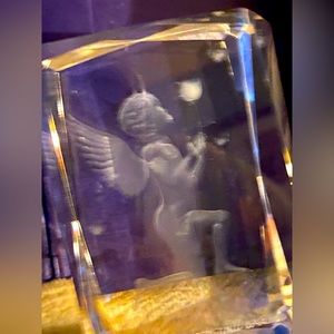 Stunning crystal,glass block with angel inside